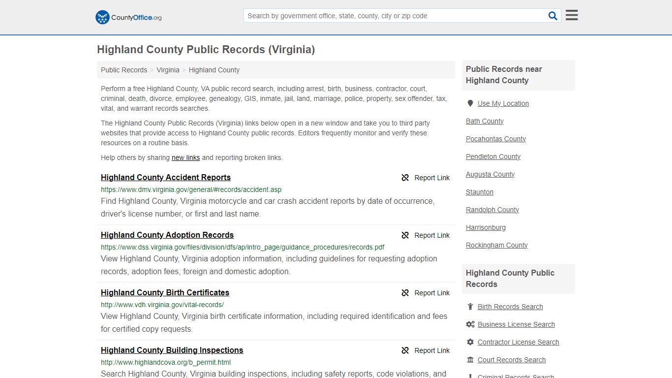 Highland County Public Records (Virginia) - County Office