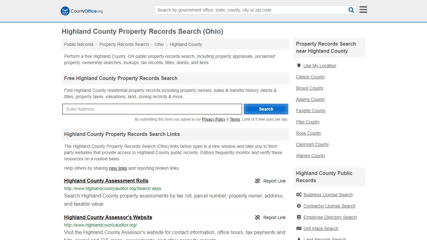 Highland County Property Records Search (Ohio) - County Office